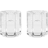 DONOUCLS Crystal Candle Holders Pack of 2, Clear Crystal Tapered Candlesticks Holders, Tabletop Centerpiece Home Decor(2.4in Tall)