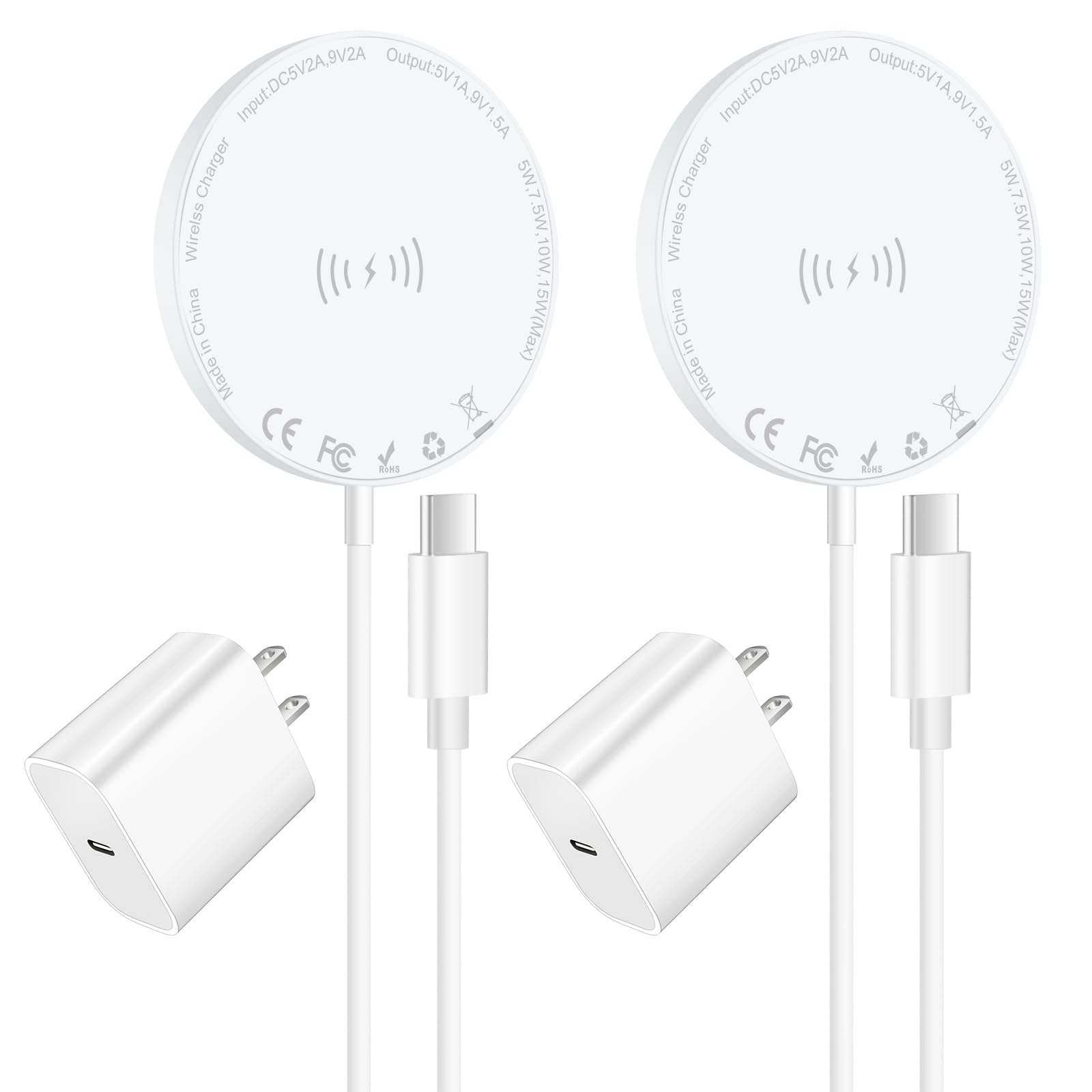 Photo 1 of [Apple MFi Certified] Apple MagSafe Charger 15W Magnetic Wireless Charger iPhone Wireless Charging Pad 6ft Magnetic Charger for iPhone 17 16 15 14 13 12 11 Pro Max Plus/AirPods 2 3 4 Pro 2 3 [2 Pack]