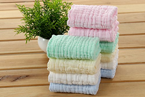 Hosaire Baby Muslin Washcloths Bath Towels- Super Water Absorbent Cotton Baby Wipes Face Towel for the Newborn, Care for babys Sensitive Skin, Perfect for Shower Gift Pink - Thumbnail 3