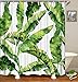 LIVILAN Green Tropical Plant Leaf Botanical Jungle Shower Curtain Set with 12 Hooks, Bathroom Decor, 72X72 inches