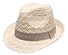 Women's Summer Foldable Vented Lace Trilby Fedora Beach Sun Hat with The Band. (Natural)