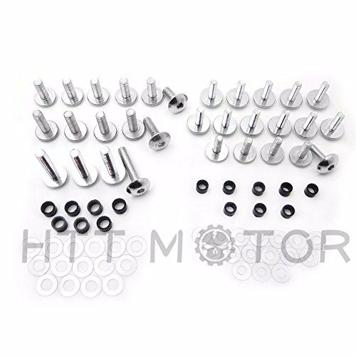 XKMT GROUP Motorcycle Silver Normal Round Fairing Bolts Screw Kit For 2000 2001 2002 2003 Suzuki GSXR 750/ 2001 2002 GSX-R 1000