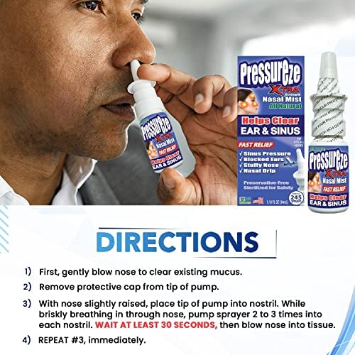 Pressureze Xtra All Natural PreservativeFree Sterile Nasal Spray for Loud Snoring