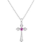 UniRadiance Sterling Silver Plated Inspirational Cross Necklace for Women | Elegant Cubic Zirconia Faith Pendant with Adjustable Chain