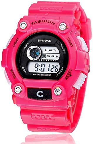Hot Sale Sport Wrist Watch for Men Round Waterproof Digital Watch with Alarm Chronograph Light and Calendar Functions - Pink