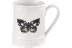 Portmeirion Botanic Garden Harmony 16oz Tankard Mug | Marble Butterfly Motif | Fine Earthenware | Microwave and Dishwasher Safe | Made in England | Perfect for Coffee and Tea