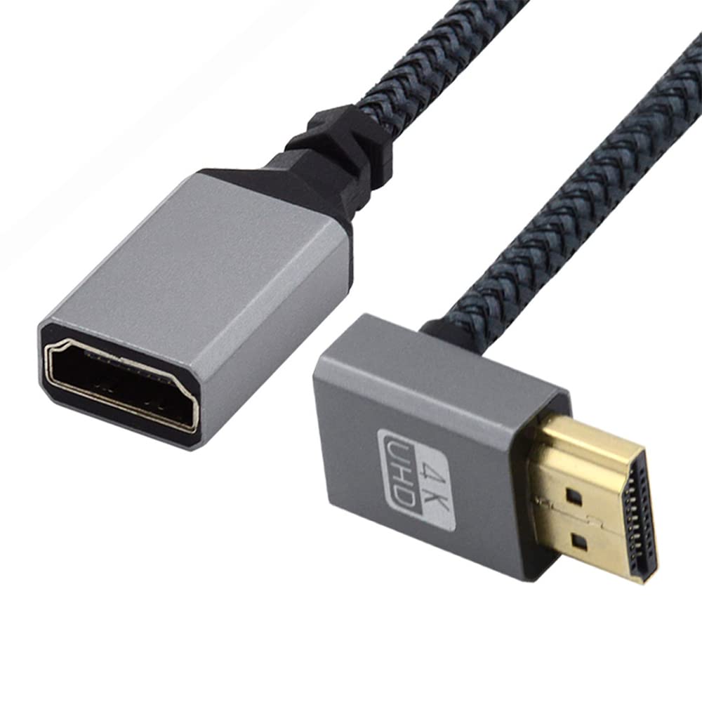 NFHK Up Angled 90 Degree HDMI 1.4 Type A Male to A Female Extension Cable Support HDTV 4K 60hz 3D — image 1