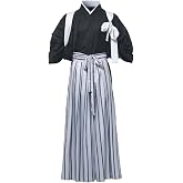 COSDREAMER Men&rsquo;s Japanese Samurai Costume Set with Kimono Top and Striped Pants