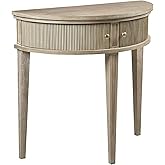 Martha Stewart Crestview Hall Console Table for Entryway with Storage, Solid Rubber Wood Frame, Vintage Demilune Shape, Bronz