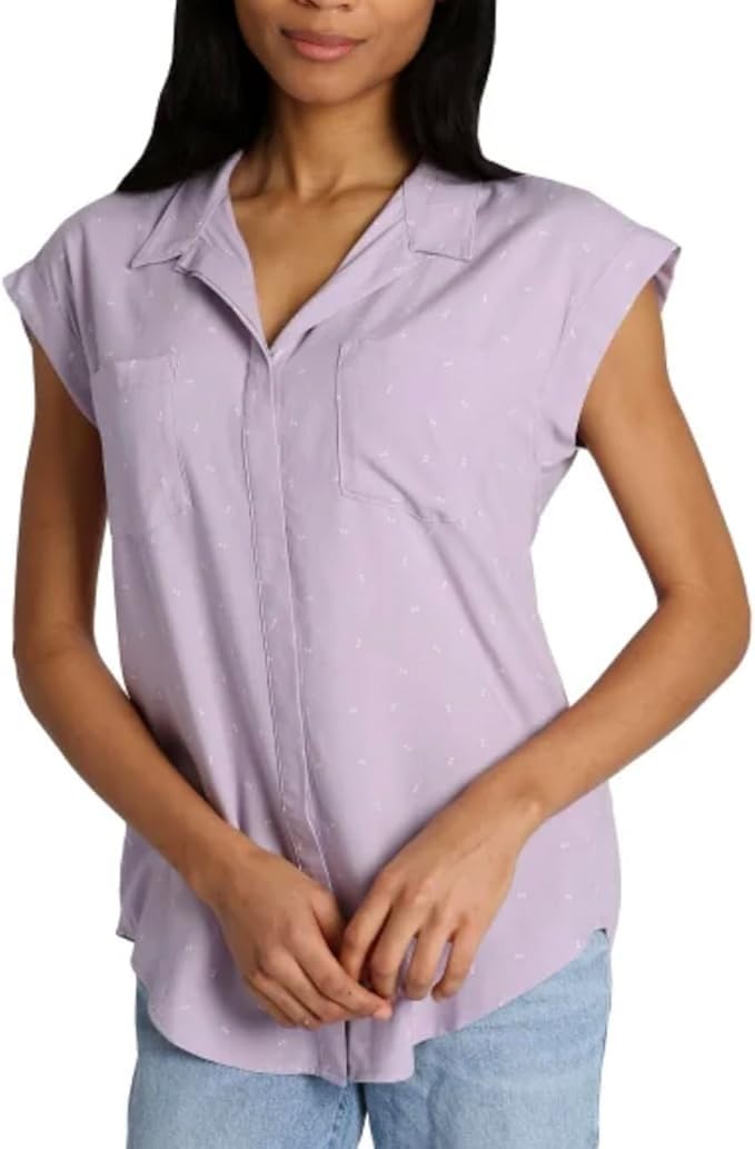 Photo 1 of Jachs Girlfriend New York Women's Button Front Blouse (US, Alpha, X-Large, Regular, Regular, Purple (Lavender Dot))
