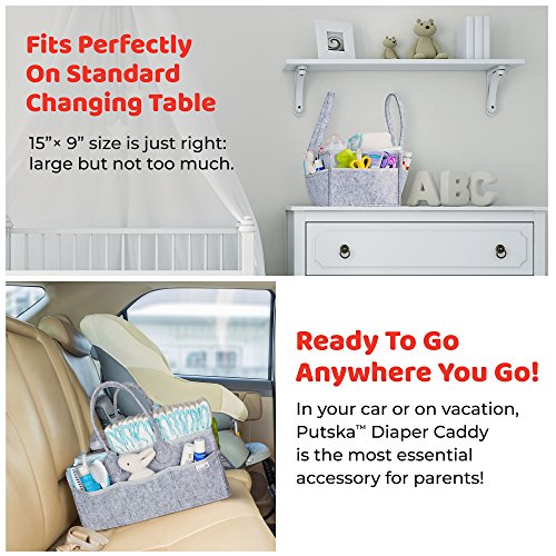 image for Putska Diaper Caddy Organizer: Portable Diaper Holder Bag For Changing