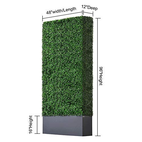 AGPL Upgraded Artificial Boxwood Hedge Wall with Dark Gray Stainless