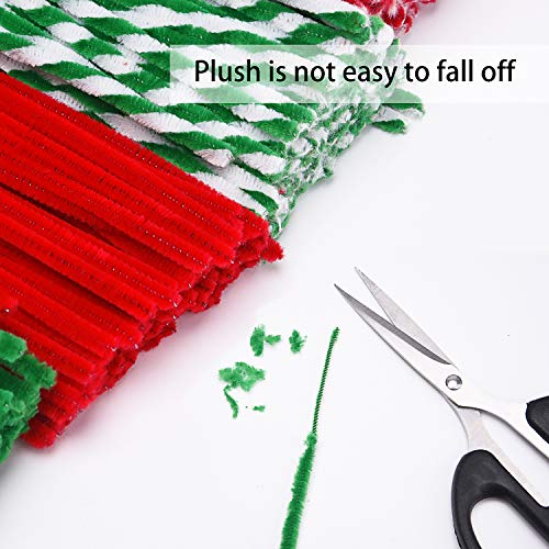Livder 400 Pieces Christmas Pipe Cleaners Chenille Stems for DIY Art Crafts Decorations Supplies, Red Green White - Thumbnail 2