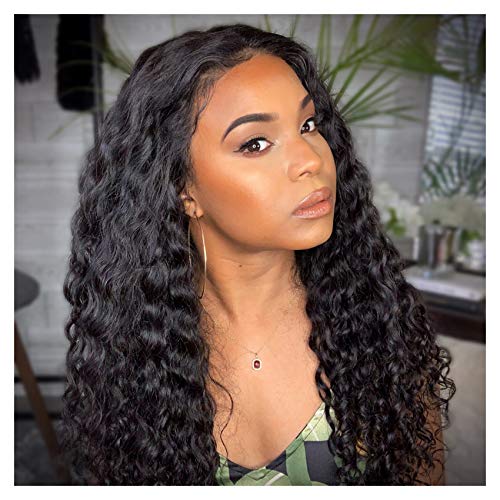 YULING-Water-Wave-Lace-Front-Wigs-Human-Hair-Curly-Wigs-for-Black-Women-Glueless-Brazilian-Wet-and-Wavy-Lace-Frontal-Wig-with-Baby-Hair-Pre-Plucked-Real-Hair-Natural-Black-Color-18inch