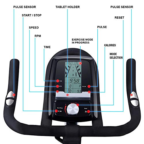 Xspec Pro Stationary Upright Exercise Chain Drive Smart Cycling Bike, 40LB Flywheel Bicycle, iBiking+, Heart Pulse Sensors, Adjustable Friction Resistance, 3-Piece Crank, 6-Function Monitor - Thumbnail 4