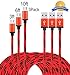 Mribo 3IN1 Micro USB Cable 3ft 6ft 10ft 2.0 Nylon Braided 10ft Extra Long USB Charging Cable for Android, Samsung Galaxy, HTC, Nokia, Huawei, Sony and Other Tablet Smartphone (Red+black)