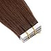 20 Inch Tape In Hair Extensions 100% Remy Straight Tape Human Hair Extensions 20pcs 50g/pack (#4) Medium Brown