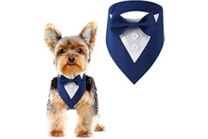 DOGTACT Formal Dog Tuxedo Adjustable Pet Collar with Bow, Small, Medium and Large Dog Wedding Clothing, Birthday Gifts