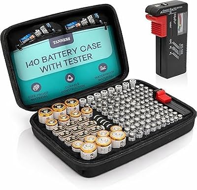 TANNESS 140 Battery Case with Tester Large Capacity AAA to D Batteries