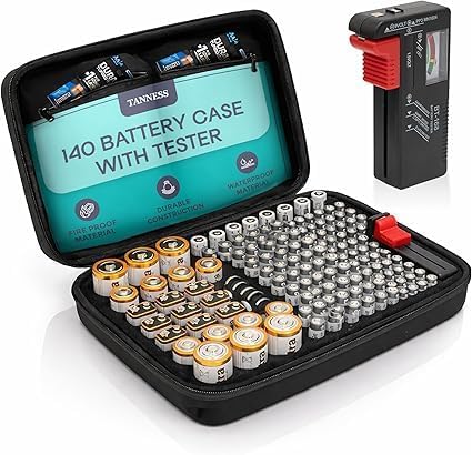 TANNESS 140 Battery Case with Tester Large Capacity AAA to D Batteries