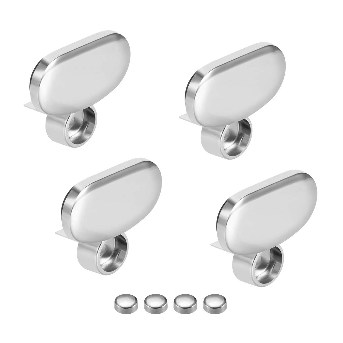sourcing map Mirror Clips - Zinc Alloy Glass Clips Clamps Holder with Bright Chrome Surface for 3-5mm Thick Mirror, 4 Pcs