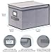 Onlyeasy Collapsible Storage Bins with Lids Pack of 3 - Large Foldable Storage Box Containers Organizer with Leather Handles and Label Holder, 11.8
