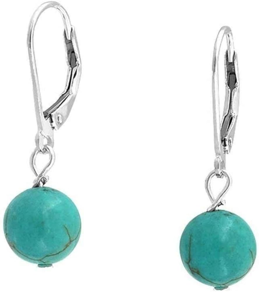 Turquoise Leverback Earrings for Women by Charmingoutfit Amazon.co.uk