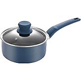 Prime Cuisine 2 Quart Sauce Pan with Lid, Blue Diamond NonStick Small Pot with Tempered Glass Lid, Soft-Touch Handles, Induction Base