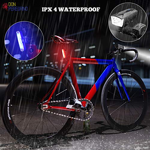 DON PEREGRINO SS1 - LED Bicycle Headlight Taillight Set USB Rechargeable, 400 Lumens Bike Front Light Plus Horn Function with 110 Lumens Bright Rear Light - Thumbnail 4