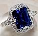 YUREN Elegant Huge Natural 3.5Ct Tanzanite 925 Silver Sapphire Ring Women Wedding Engagement Size 6-10 (US code 6)