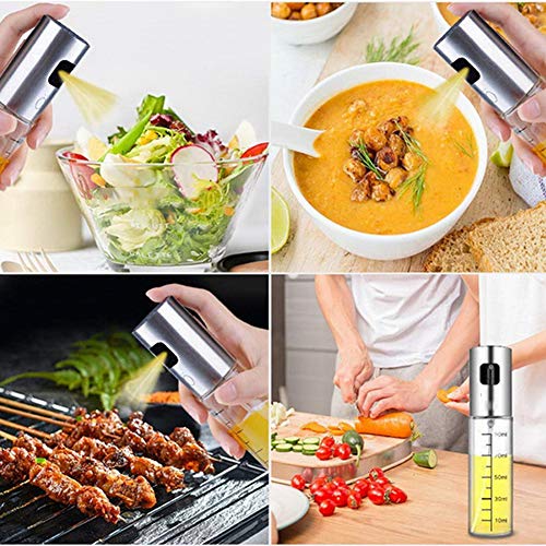 Olive Oil Sprayer Mister Spritzer for Cooking Air Fryer Oil Dispenser Bottle with Bottle Brush and Replace Tube for Vinegar Soy Sauce Mini Kitchen Gadgets for BBQ,Making Salad, Baking, Grilling