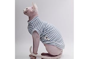 Sphynx Cat Clothes Pure Cotton Soft and Stretch Spring and Summer Hairless Cat Clothes Cat Apparel for Devon Rex, Cornish,Pet
