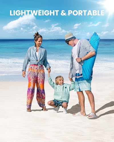 OutdoorMaster Beach Tent Sun Shelter for 3-4 Person, Pop Up Beach Tent Easy Setup with Sandbags, Portable Sun Shade Canopy with Carrying Bag for Beach & Outdoor, UPF50+ UV Protection, Family Size