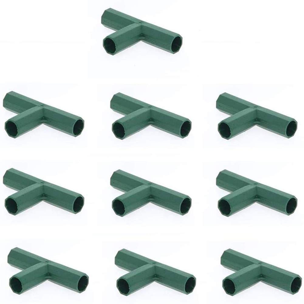 10PCS Plastic Coated Canes Connector for Garden Framework/Supports Cages/Fruit Cages/Netting Frames/Fencing, Greenhouse Frame Furniture Building Connectors (3 Way Cross Connector for 16mm Rods)