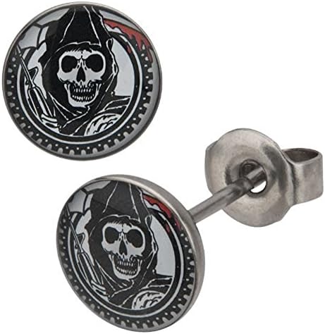 Sons of Anarchy Stainless Steel Grim Reaper Stud Earrings SOFAER01