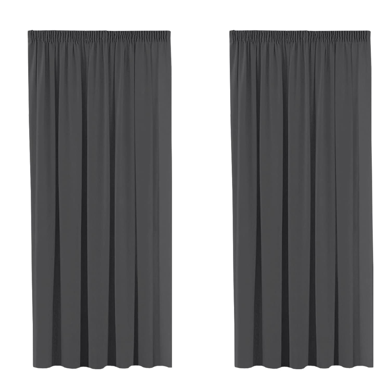 H.Versailtex 2 Pieces Blackout Pencil Pleat Curtains Draperies Room Darkening Thermal Insulated Energy Saving Drapes for Living Room with Two Free Tiebacks - Charcoal Grey, 46" by 54"