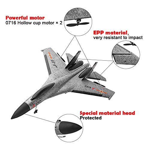 ASfairy-Toy-WLtoys-A100-SU-27-3CH-24G-RC-Airplane-RTF-Glider-360-Flip-Six-Axis-Gyroscope-Powerful-Motor-EPP-Material-Simulation-Remote-Control-Airplane-for-Kids-14-Years-Old-Grey
