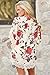 EVALESS Women's Floral Print Chiffon Loose Kimono Cardigan Blouse Beach Cover Up Medium White