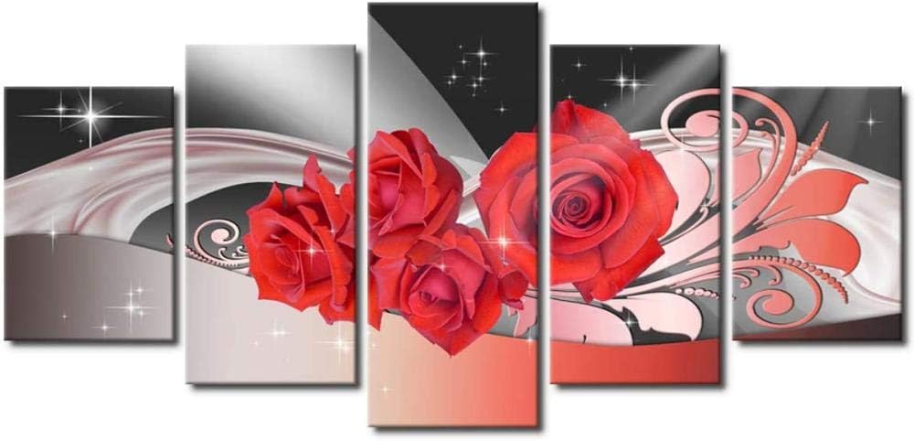 WWMJBH 5 Stücke Wandkunst Modulare Bilder 150 X 80 Cm Leuchtend Rote
