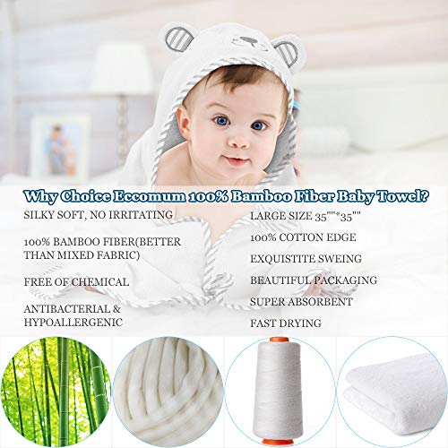 image for Eccomum Baby Hooded Towel Organic Bamboo Baby Bath Towels for Toddlers