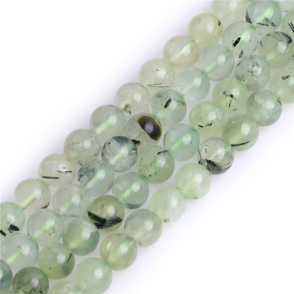 GEM-Inside Natural 8mm Green Prehnite Round Gemstone Semi Precious Loose Beads for Jewellery Making 15''