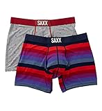 Saxx Men's Vibe 2 Pack Boxers Underwear,Small,Roll Model