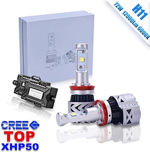 TZ Autoparts LED Headlight Bulbs Conversion Kit -H11 72W CREE XHP50 12000lm 6K Cool White,2 Yr Warranty