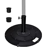 Koutemie 21 Inches Metal Umbrella Base with 2 Adapters for 1-¼" or 1-½" Umbrella Poles, Heavy Duty Weighted Outdoor Umbrella Stand Holder for Patio Table, Black