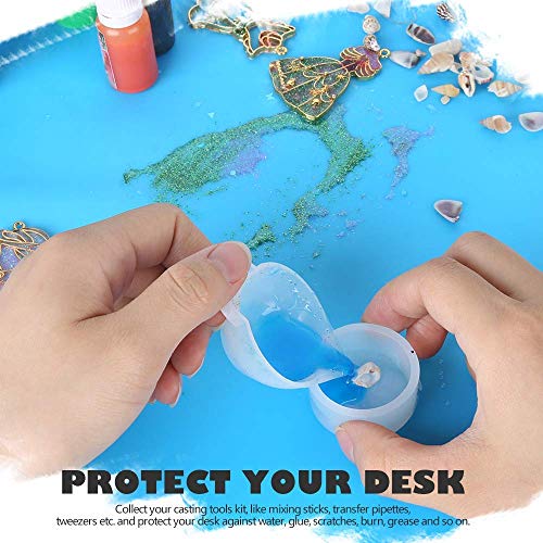 Silicone Sheet Placemats Mat for Crafts Jewelry Casting Molds Pastry,Extra Large Baking Mats ma Nonstick Heat-Resistant, Waterproof,Multipurpose Dough Rolling,Blue & Black - Thumbnail 6