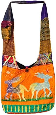 Hippie Bohemian Sling Crossbody Swing Cotton Pattern Shoulder Bag (M22)