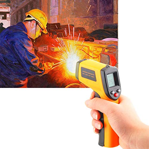 Weite Handheld Non-Contact IR Infrared LED Display Digital Thermometer for Household Daily Use, Celsius and Fahrenheit Switchable (Yellow)