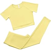 Workout Sets for Women Two Piece Outfits Seamless High Waist Leggings Yoga Crop Tops Athletic Sports Gym Sets