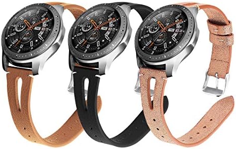 YSSNH Quick Release 20mm Watch Band Genuine Leather, Replacement for Galaxy Watch 42mm/Active(40mm)/Active 2 40mm 44mm/Gear S2 Classic/Samsung Galaxy Watch3 41mm Smart Watch with 20mm Luggs for Women