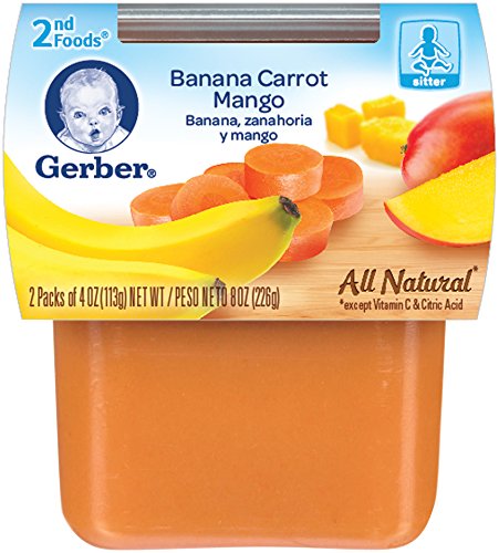 Gerber 2nd Foods Banana Carrot Mango, 4 Ounce Tubs, 2 Count (Pack of 8)